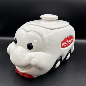 Vintage Archway Home Style Cookies Ceramic White Delivery Van Cookie Jar